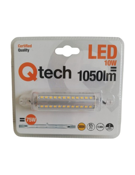 Ampoule LED QTECH R7S 118 mm transparente 10 W 3 000 K NDLS 240 V
